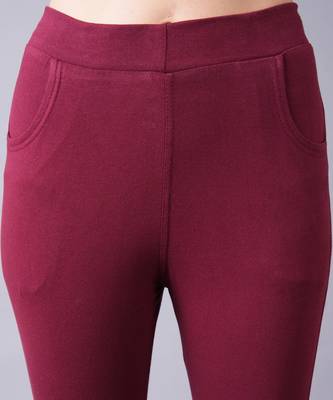 Women Dark Maroon Ankle Length Pant 5