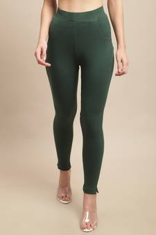 Women Dark Green Ankle Length Pant