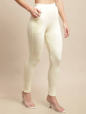 Women Cream Ankle Length Pant 3
