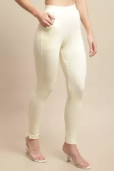 Women Cream Ankle Length Pant