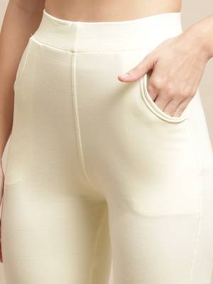 Women Cream Ankle Length Pant 5