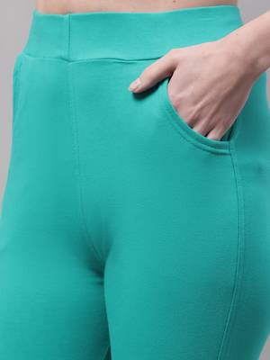 Women Turquoise Blue Ankle Length Pant 5