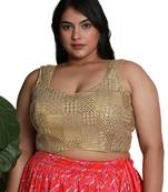 Salwar Studio Women's Gold Silk Blend Readymade Saree Blouse