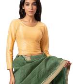 Salwar Studio Women's Gold Cotton Lycra Readymade Saree Blouse