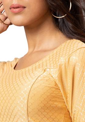 Salwar Studio Women's Gold Cotton Lycra Readymade Saree Blouse 4