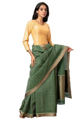 Salwar Studio Women's Gold Cotton Lycra Readymade Saree Blouse 5