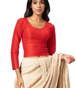 Salwar Studio Women's Gold Cotton Lycra Readymade Saree Blouse