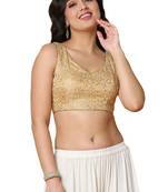 Salwar Studio Women's Gold Mulbury Silk Readymade Saree Blouse