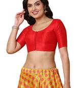 Salwar Studio Women's Red Mulbury Silk Readymade Saree Blouse