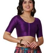 Salwar Studio Women's Wine Mulbury Silk Readymade Saree Blouse