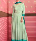 Sea-green embroidered georgette salwar