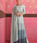 Grey embroidered georgette salwar