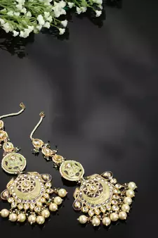 Green pearl earrings
