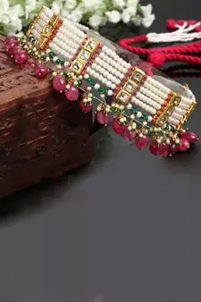 Pink pearl necklaces