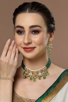 Green pearl earrings