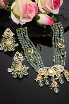 Green pearl necklace-sets