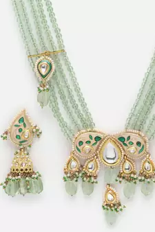 Green pearl necklace-sets