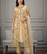 Creme Golden Embroidered Pant Suit