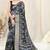 Grey printed cotton saree with blouse