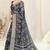 Grey printed cotton saree with blouse