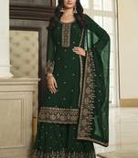 Green Sequence Embroidery Festive Gharara Style Suit