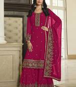 Rani Pink Sequence Embroidery Festive Gharara Style Suit