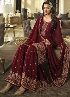 Bridal Red Sequence Embroidery Festive Gharara Style Suit 2
