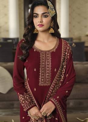 Bridal Red Sequence Embroidery Festive Gharara Style Suit 3