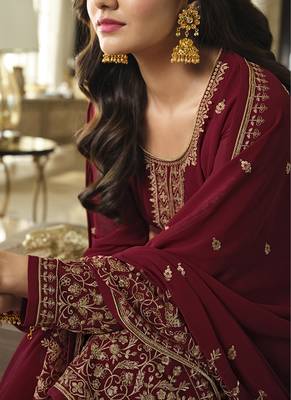 Bridal Red Sequence Embroidery Festive Gharara Style Suit 4