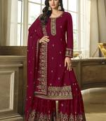 Maroon Sequence Embroidery Festive Gharara Style Suit