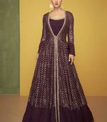 Maroon Embroidery Jacket Style Anarkali Gown