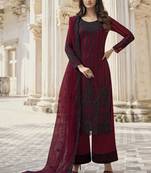 Dark Maroon Pakistani Designer Pant Style Suit