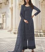 Dark Grey Pakistani Designer Pant Style Suit