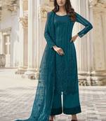 Teal Pakistani Designer Pant Style Suit