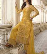 Yellow Pakistani Designer Pant Style Suit