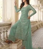 Sea Green Pakistani Designer Pant Style Suit