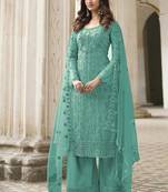 Turquoise Pakistani Designer Pant Style Suit