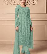 Turquoise Embroidery Pakistani Pant Style Salwar Suit