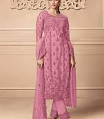 Dark Pink Embroidery Pakistani Pant Style Salwar Suit