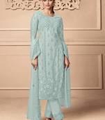 Sky Blue Embroidery Pakistani Pant Style Salwar Suit