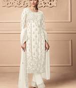 White Embroidery Pakistani Pant Style Salwar Suit