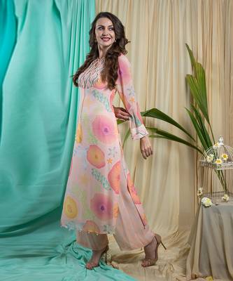 Rose Georgette & Shantone Kurta Pant 3