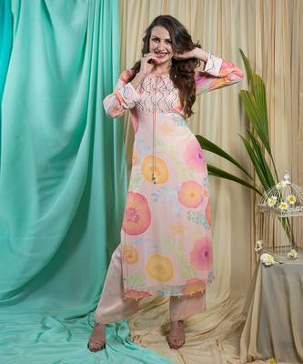 Rose Georgette & Shantone Kurta Pant 4
