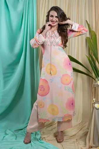 Rose Georgette & Shantone Kurta Pant