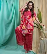 Viva Magenta Georgette & Shantone Tunic Palazzo