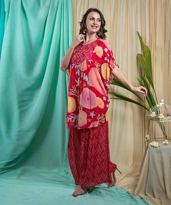 Viva Magenta Georgette & Shantone Tunic Palazzo 3