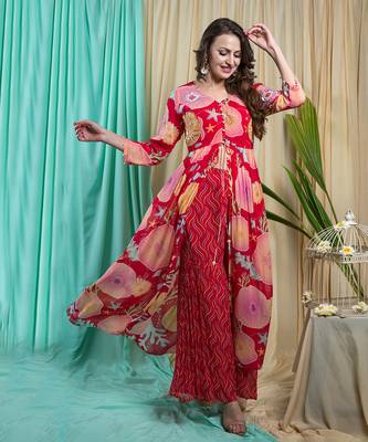 Viva Magenta Georgette Shantone Tunic Sharara 2