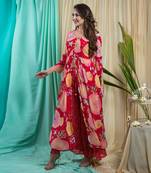 Viva Magenta Georgette Shantone Tunic Sharara