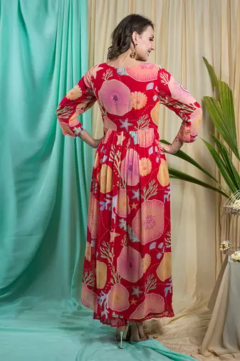Viva Magenta Georgette Shantone Tunic Sharara