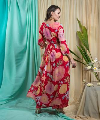 Viva Magenta Georgette Shantone Tunic Sharara 4